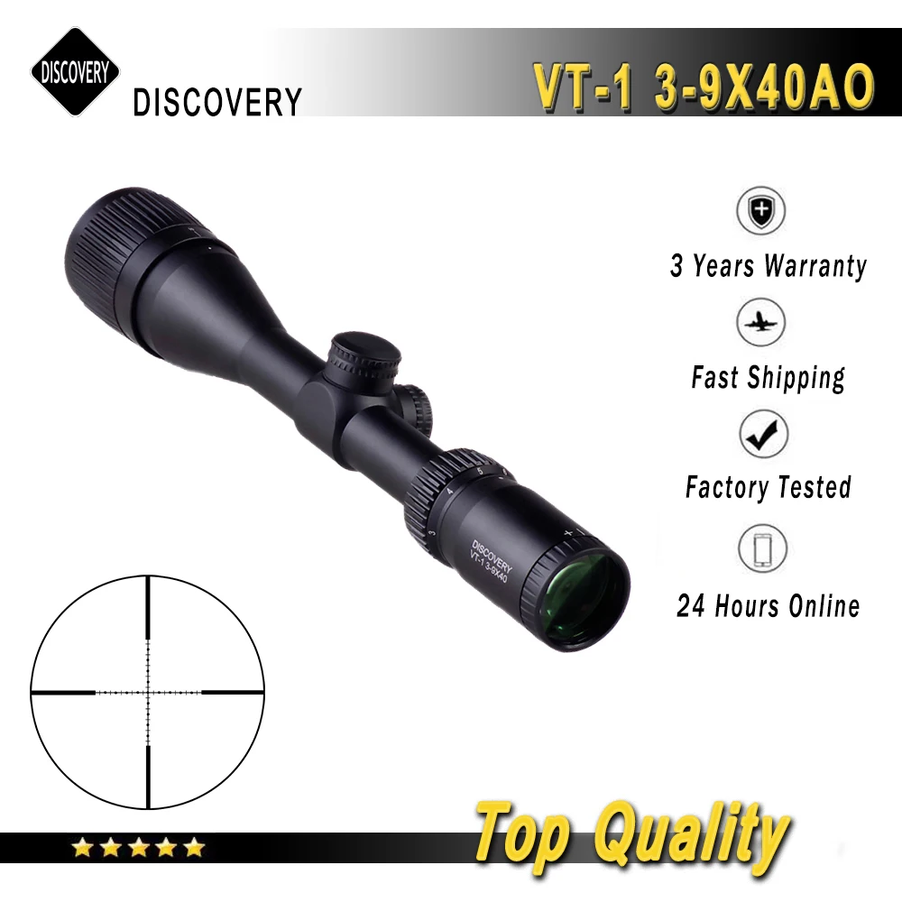 Discovery Scope VT-1 3-9X40AO Hunting Riflescope Object Focus Mil Dot Reticle Second Focal Plane Tactical Optical Shooting Sight
Discovery Scope VT-1 3-9X40AO Hunting Riflescope Object Focus Mil Dot Reticle Second Focal Plane Tactical Optical Shooting Sight