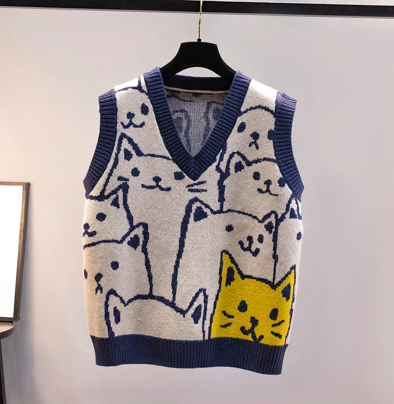 Women's Spring Autumn Sleeveless Vintage Knitted Cat Vest Female Winter Plus Size Casual Loose Short Waistcoat TB2114
Women's Spring Autumn Sleeveless Vintage Knitted Cat Vest Female Winter Plus Size Casual Loose Short Waistcoat TB2114