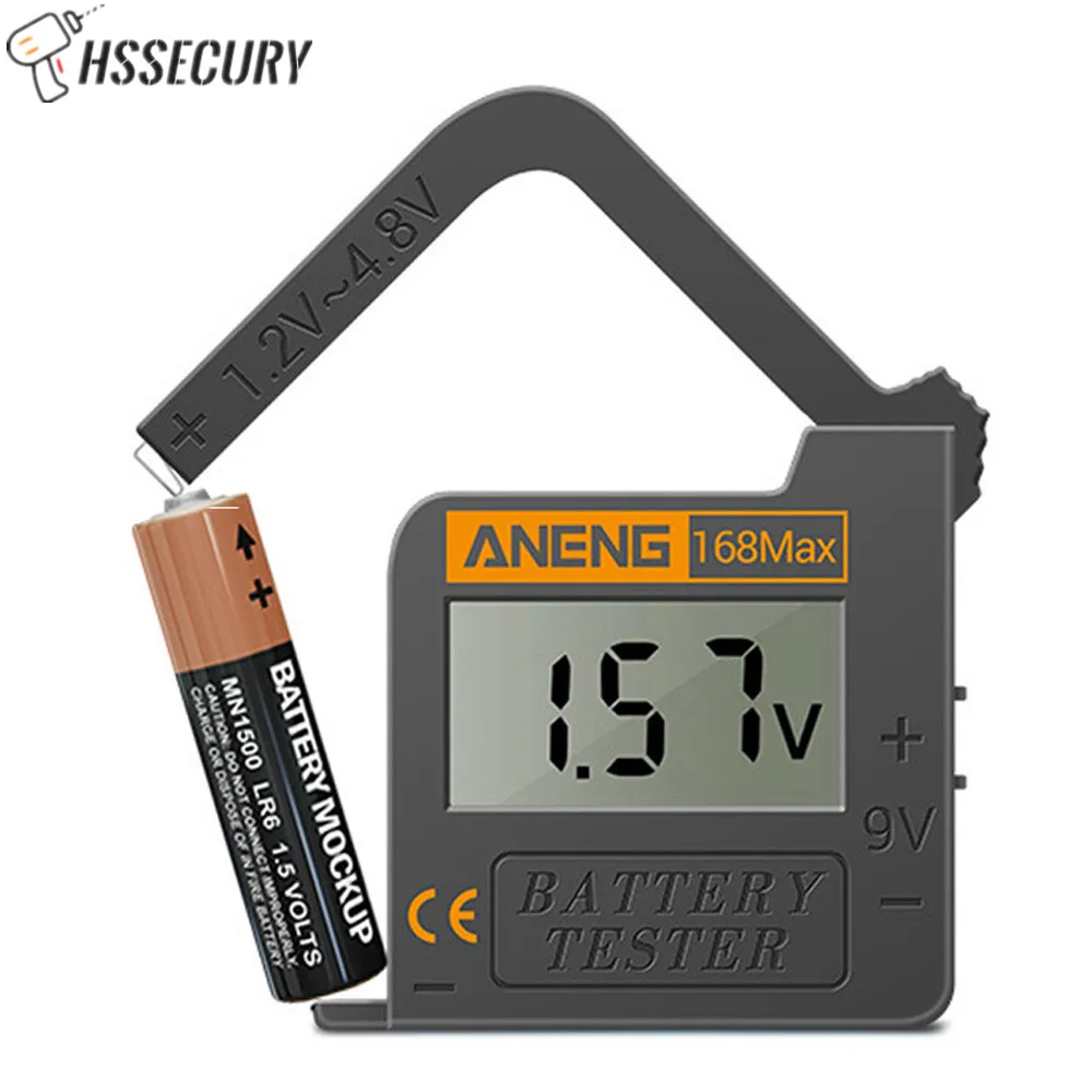 

168Max Digital Lithium Battery Tester Battery Capacity Diagnostic Tool LCD Display Check AAA AA 6F22 9V CR2032 Button Battery