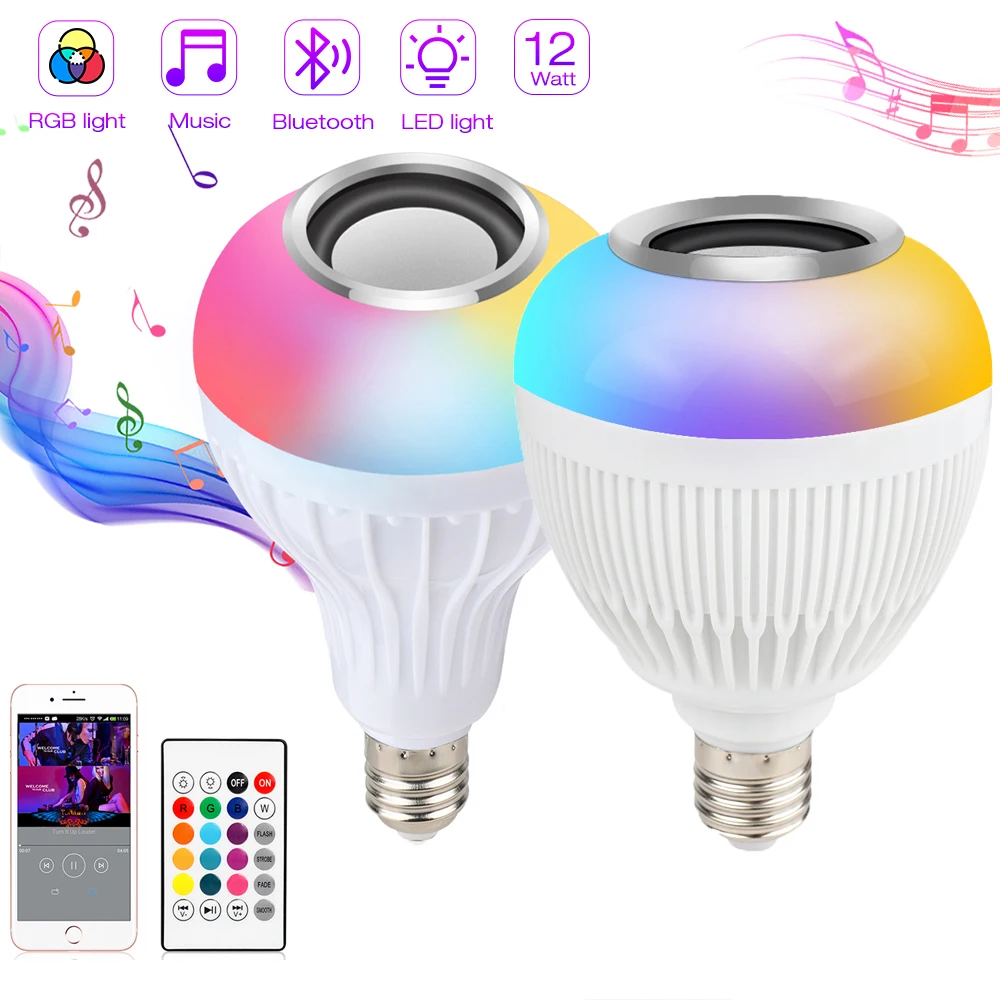 Беспроводная Bluetooth Колонка E27 2 шт. лампа RGB Magic Smart Led с дистанционным управлением