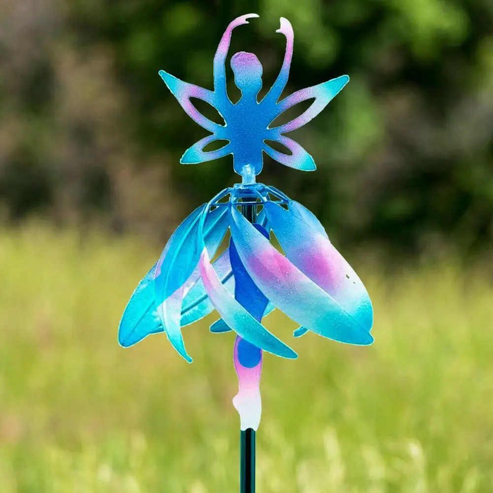 

Metal Fairy Ballerina Wind Spinner Winds Gauge Windmill Metal Sculptures Stake Construction For Garden Patio Yard Decor