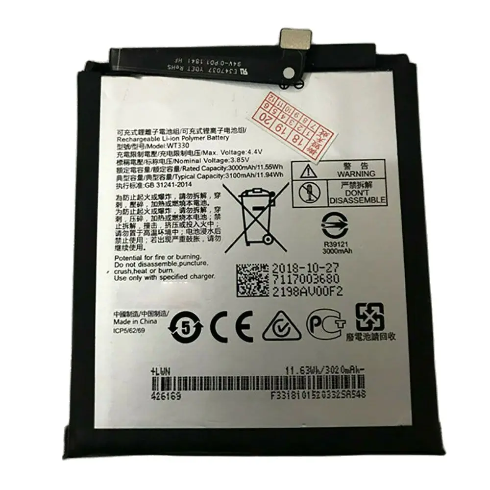 100% Original WT330 3100mAh Replacement Battery For Nokia 4.2 WT 330 Nokia4.2 Mobile phone Batteries
100% Original WT330 3100mAh Replacement Battery For Nokia 4.2 WT 330 Nokia4.2 Mobile phone Batteries