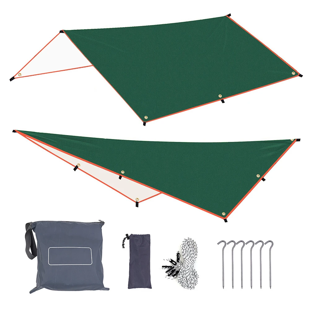 Hammock Rain Fly Tent Tarp Tarpaulin, Sunshade Groundsheet Windproof Camping Picnic Outdoor Tarpaulin 5 ropes, 6 Stakes Nails
Hammock Rain Fly Tent Tarp Tarpaulin, Sunshade Groundsheet Windproof Camping Picnic Outdoor Tarpaulin 5 ropes, 6 Stakes Nails