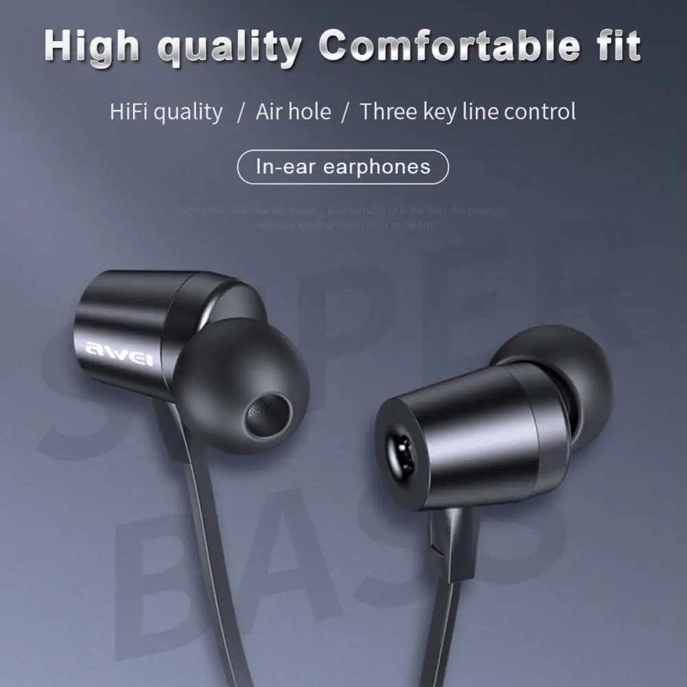 AWEI L 1 Wired Earphone In-ear 3D Stereo Heavy Bass Sound Black Headphone with Mic for MP3 1.2m Length Durable Sport Earbuds
AWEI L 1 Wired Earphone In-ear 3D Stereo Heavy Bass Sound Black Headphone with Mic for MP3 1.2m Length Durable Sport Earbuds