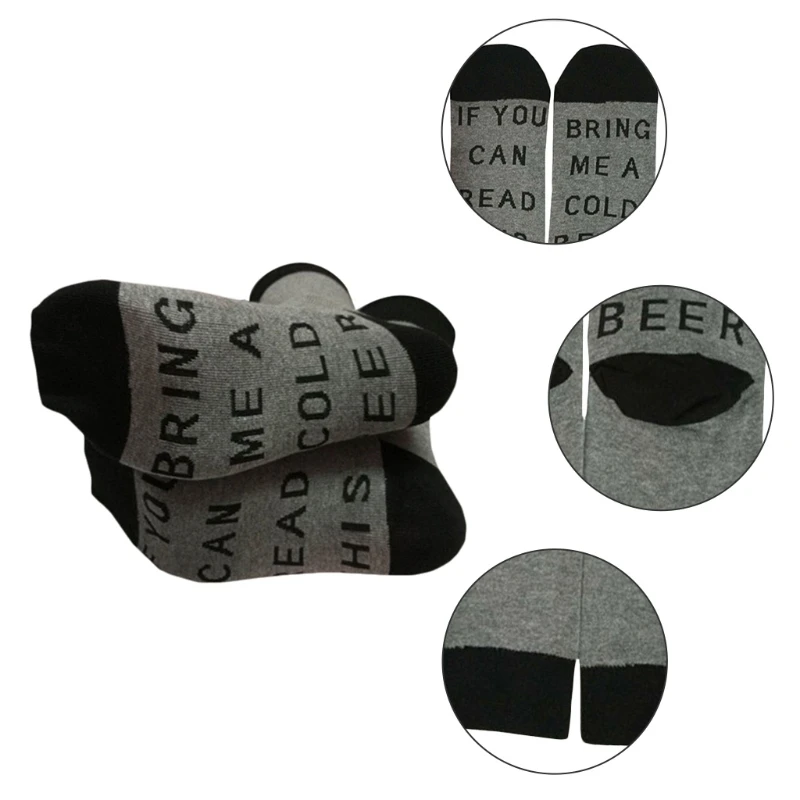 

Men Women Novelty Funny Saying Cotton Crew Socks If You Can Read This Bring Me Beer English French Letters Black Gray Hosiery Gi
