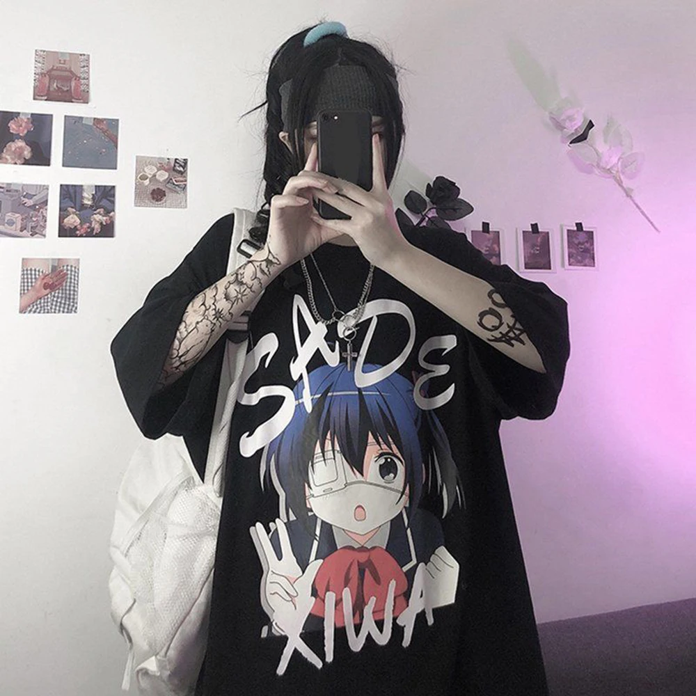 Woman Tshirts Harajuku Street Dark Spoof Cartoon Print Loose Short-sleeved Ladies T-shirt Clothing Top Vetement Femme
Woman Tshirts Harajuku Street Dark Spoof Cartoon Print Loose Short-sleeved Ladies T-shirt Clothing Top Vetement Femme