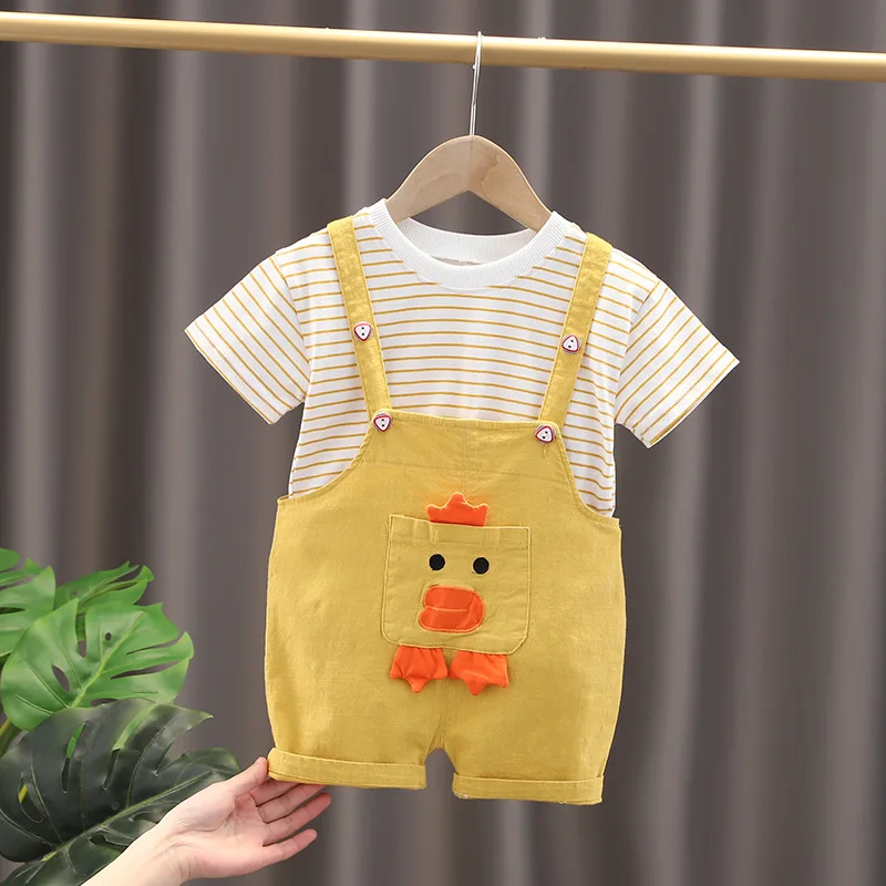 Summer Baby Boy Girls Clothes Infant Cartoon Short Sleeve Striped T-Shirt+ Short Overalls 2Pcs/Set Toddler Clothing Kids Suits
Summer Baby Boy Girls Clothes Infant Cartoon Short Sleeve Striped T-Shirt+ Short Overalls 2Pcs/Set Toddler Clothing Kids Suits