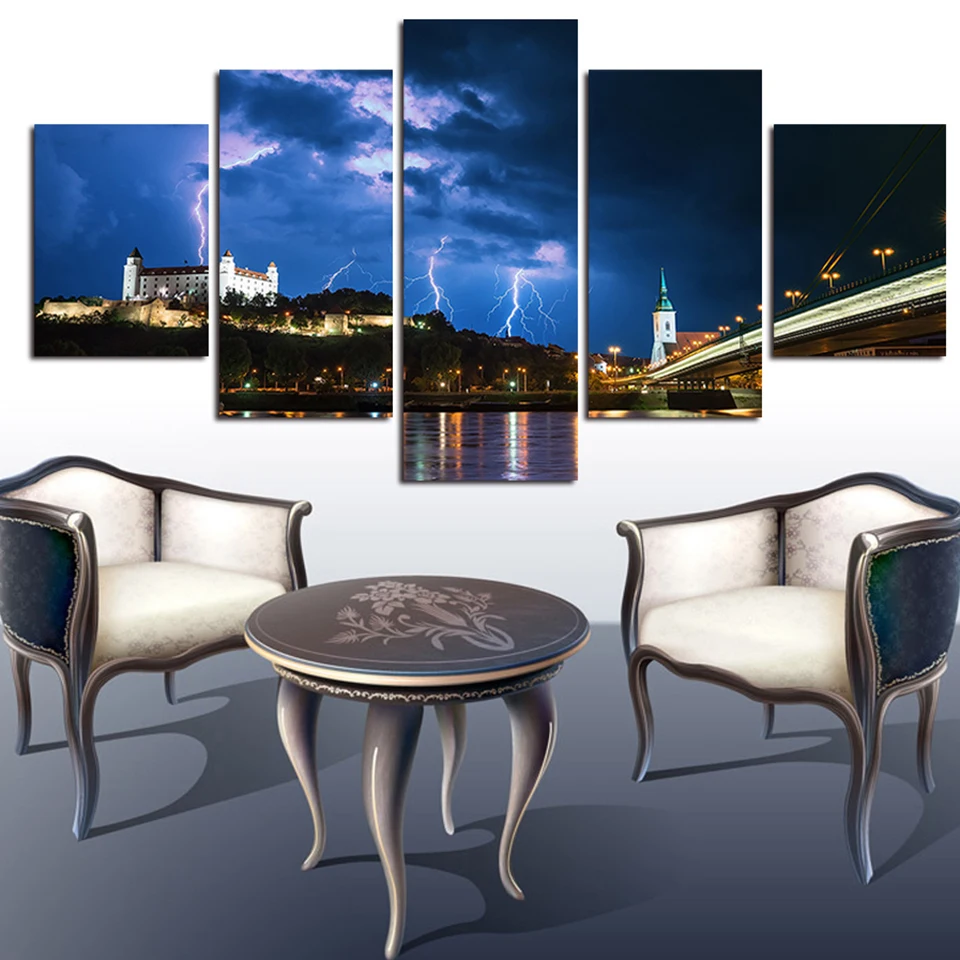 Wall Art HD Prints Home Decor 5 Pieces Lightning Canvas Painting Building Modular Landscape Pictures Restaurant Artwork Poster 
Wall Art HD Prints Home Decor 5 Pieces Lightning Canvas Painting Building Modular Landscape Pictures Restaurant Artwork Poster