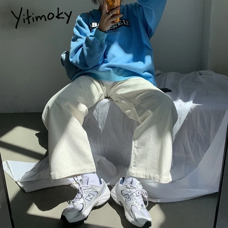 Женские вельветовые брюки Yitimoky уличная одежда корейские джоггеры спортивные с