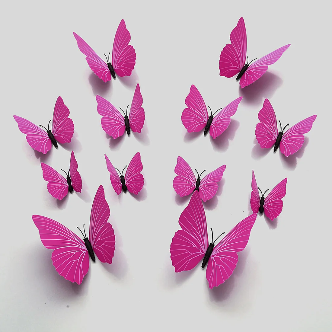 12 шт. многоцветные/твердые крылья 3D бабочка Настенная Наклейка магнитные ПВХ