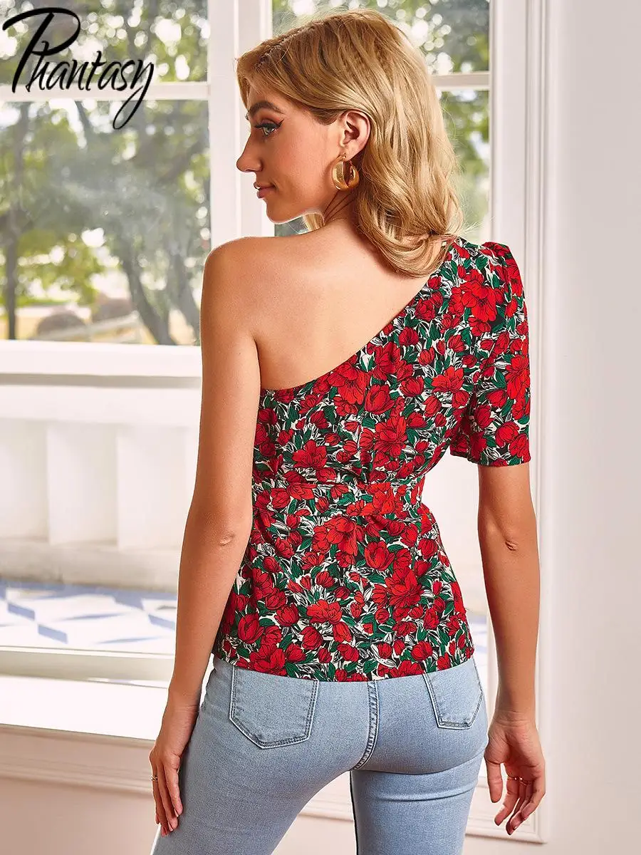 Phantasy 2021 Summer Printed T-shirts for Women Short-Sleeved Flower Blouse Oblique Shoulder Slim Sexy Tops Streetwear Chothing
Phantasy 2021 Summer Printed T-shirts for Women Short-Sleeved Flower Blouse Oblique Shoulder Slim Sexy Tops Streetwear Chothing