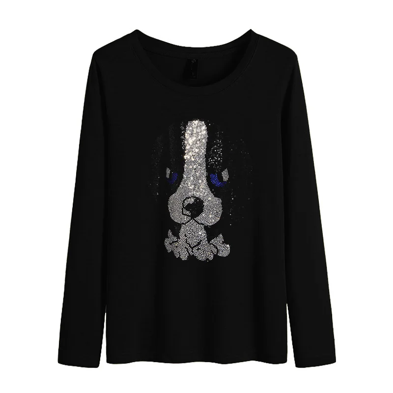 Women Spring Loose Animal Drilling T-Shirt 2022 Casual Harajuku Dog Diamond T shirts Y2K Female Black Long Sleeve Tops Tee H010
Women Spring Loose Animal Drilling T-Shirt 2022 Casual Harajuku Dog Diamond T shirts Y2K Female Black Long Sleeve Tops Tee H010
