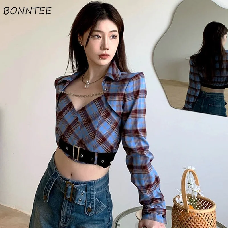 Женский клетчатый укороченный костюм, элегантный универсальный Повседневный Классический костюм в стиле Харадзюку, осень 
Женский клетчатый укороченный костюм, элегантный универсальный Повседневный Классический костюм в стиле Харадзюку, осень