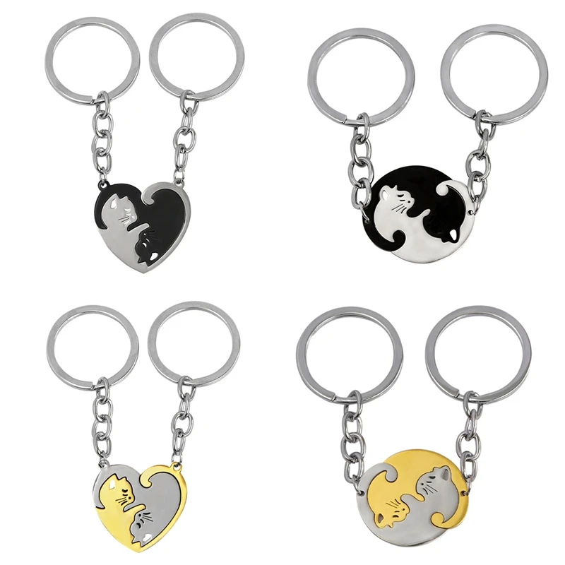 New Animal Pendant Black White Cat Keychain Simple Friendship Gift Heart Shape Gold White Cat Cute Couple Jewelry брелок
New Animal Pendant Black White Cat Keychain Simple Friendship Gift Heart Shape Gold White Cat Cute Couple Jewelry брелок