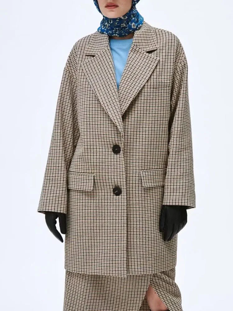 ZA autumn new product retro fashion female lapel pocket long sleeve single breasted plaid casual commuter long suit jacket
ZA autumn new product retro fashion female lapel pocket long sleeve single breasted plaid casual commuter long suit jacket