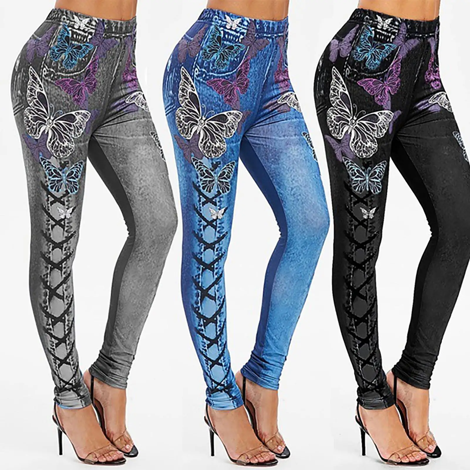 New Women High Waist Butterfly Print Lace-up Pants Elastic Tight Jogging Sports Leisure Trousers
New Women High Waist Butterfly Print Lace-up Pants Elastic Tight Jogging Sports Leisure Trousers