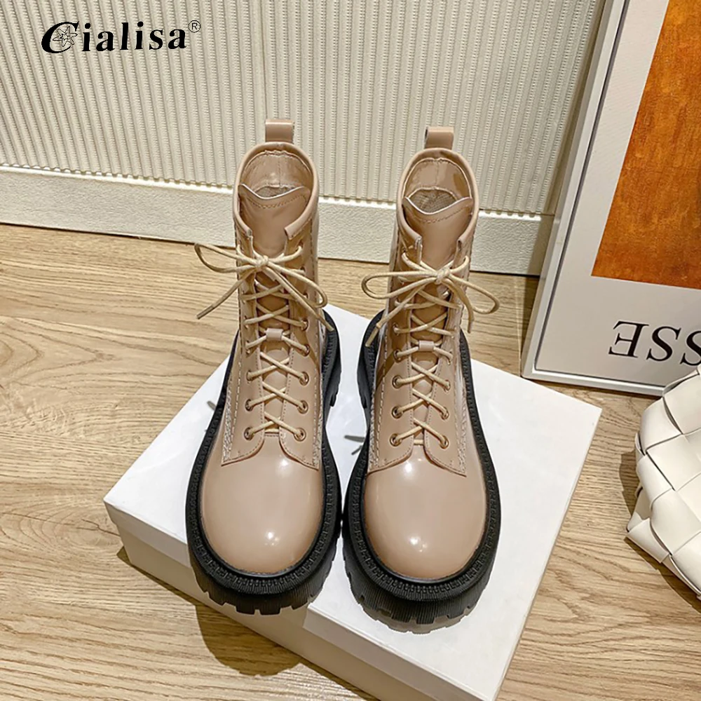 CIALISA Ankle Boot Women 2020 Fashion Round Toe Chunky Heel Genuine Leather Chelsea Boots New Design Lace Up Women Shoes
CIALISA Ankle Boot Women 2020 Fashion Round Toe Chunky Heel Genuine Leather Chelsea Boots New Design Lace Up Women Shoes