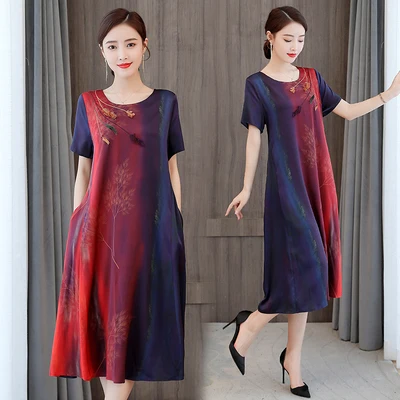 Women Imitation Silk Middle Aged Old Women Long Dresses Loose Embroidery Casual Vestidos Elegantes Dress Plus size 5xl 1303
Women Imitation Silk Middle Aged Old Women Long Dresses Loose Embroidery Casual Vestidos Elegantes Dress Plus size 5xl 1303