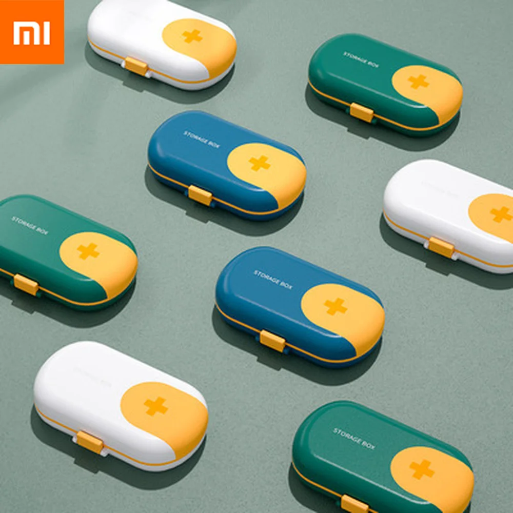 Фото Портативный дорожный контейнер для таблеток Xiaomi пластиковый хранения лекарств