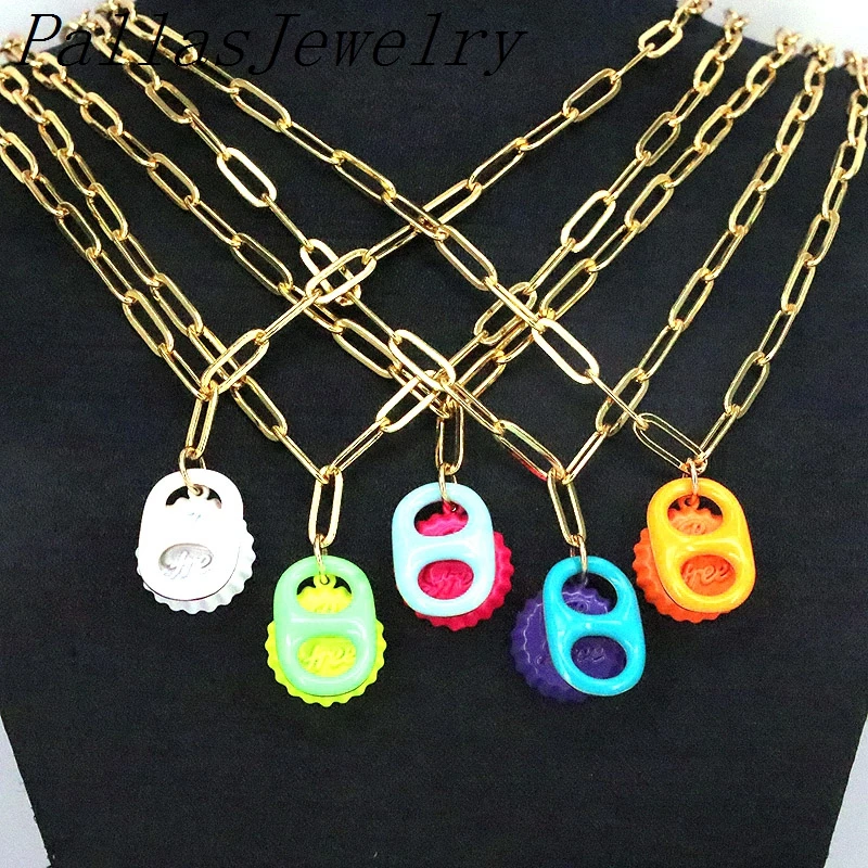 5Pcs Fashion Colorful Soda Pop Tab Necklace Charm Gold Link Chain Necklace Enamel Charm Women Girl Summer Jewelry
5Pcs Fashion Colorful Soda Pop Tab Necklace Charm Gold Link Chain Necklace Enamel Charm Women Girl Summer Jewelry