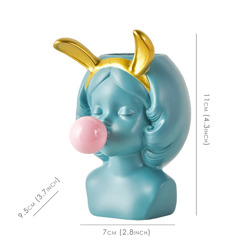 Nordic Style Resin Vase Cute Girl Bubble Gum Figurine Decorative Succulent Plant Flower Pot Modern Home Decor Pen Holder Small
Nordic Style Resin Vase Cute Girl Bubble Gum Figurine Decorative Succulent Plant Flower Pot Modern Home Decor Pen Holder Small