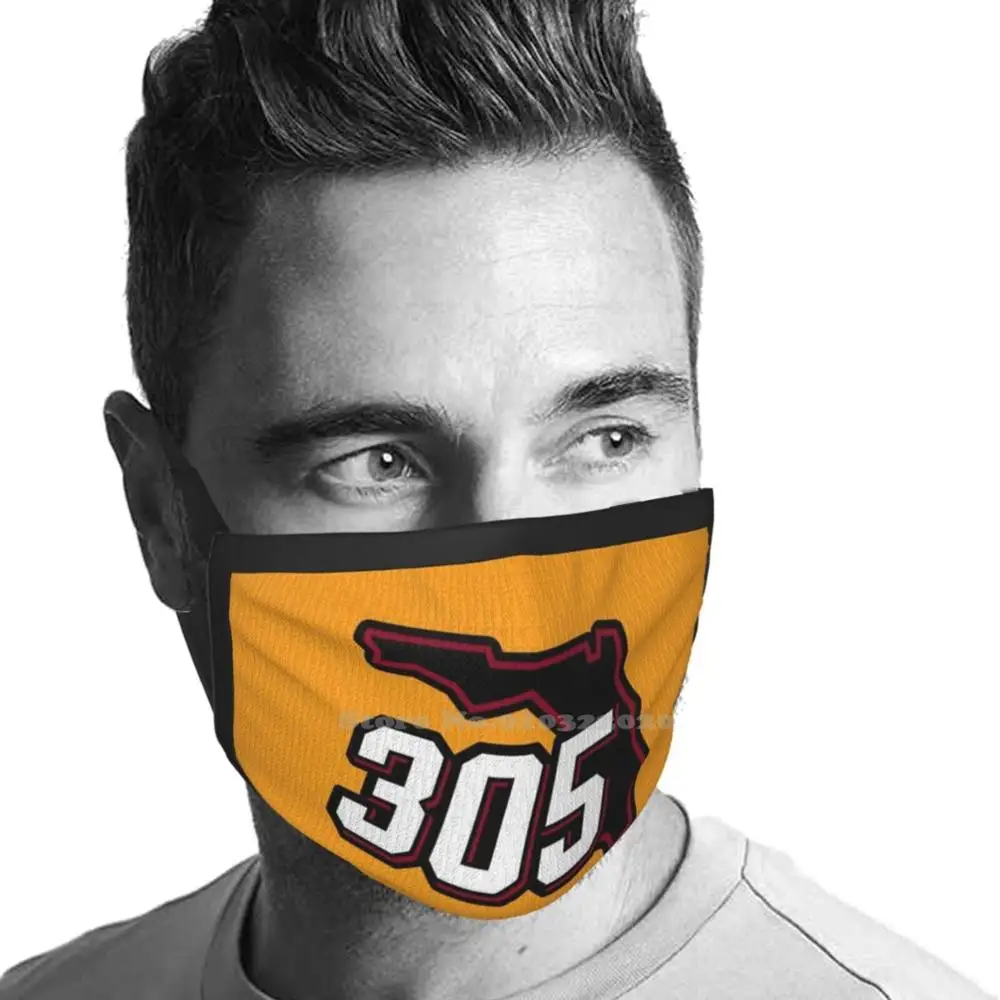 Miami 305 Logo On Yellow Soft Warm Mouth Masks Basketball Beach Florida Dolphins South Vice Red Marlins Heat | Аксессуары для