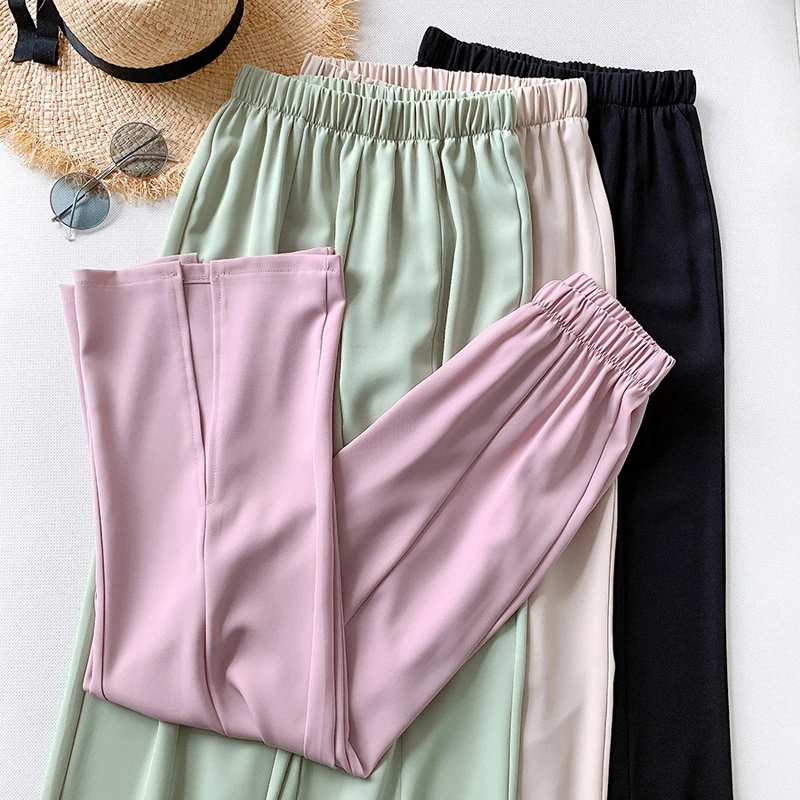 Wasteheart Spring New Women Fashion Pink Green Long Loose Pants Wide Leg Pants Elastic High Waist Female Pants Casual Knitted
Wasteheart Spring New Women Fashion Pink Green Long Loose Pants Wide Leg Pants Elastic High Waist Female Pants Casual Knitted