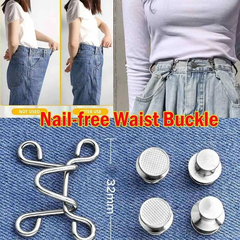 

Men Jeans Pants Removable Detachable Adjustable Snap Button Waist Closing Waist Buckle Extender Nail-free Waist Buckle