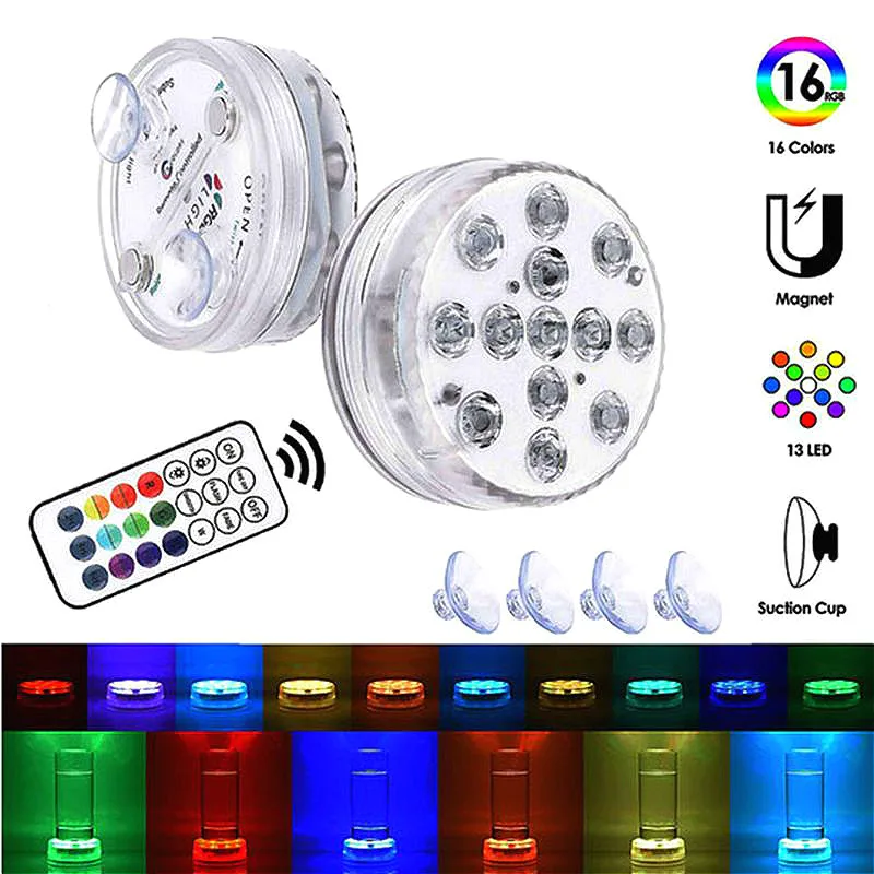 Погружной RGB светильник с дистанционным управлением 13 светодиодов питание от