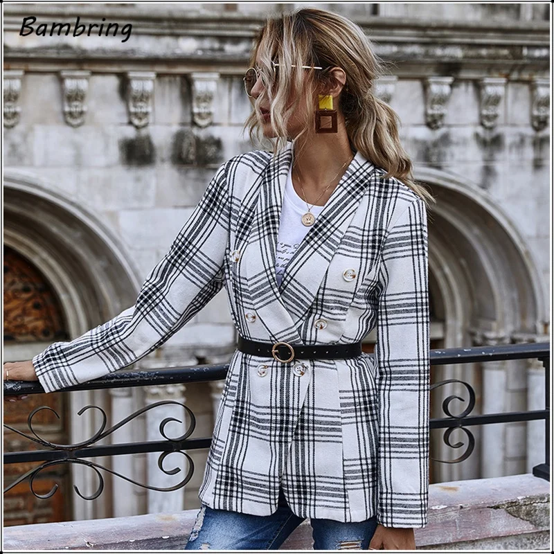 Autumn Women Elegant Plaid Suit Coat Office Lady Long Sleeve High Street Autumn Fashion Coat Chic Black White Plaid Jacket New
Autumn Women Elegant Plaid Suit Coat Office Lady Long Sleeve High Street Autumn Fashion Coat Chic Black White Plaid Jacket New
