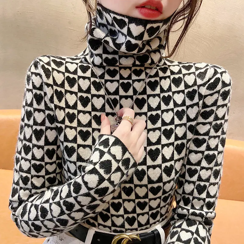 Knitted Elegant Winter Clothes Women 2021 Slim Sweaters Long Sleeve Tops Heart Pattern Fashion Thicken Turtleneck Pullover Chic
Knitted Elegant Winter Clothes Women 2021 Slim Sweaters Long Sleeve Tops Heart Pattern Fashion Thicken Turtleneck Pullover Chic