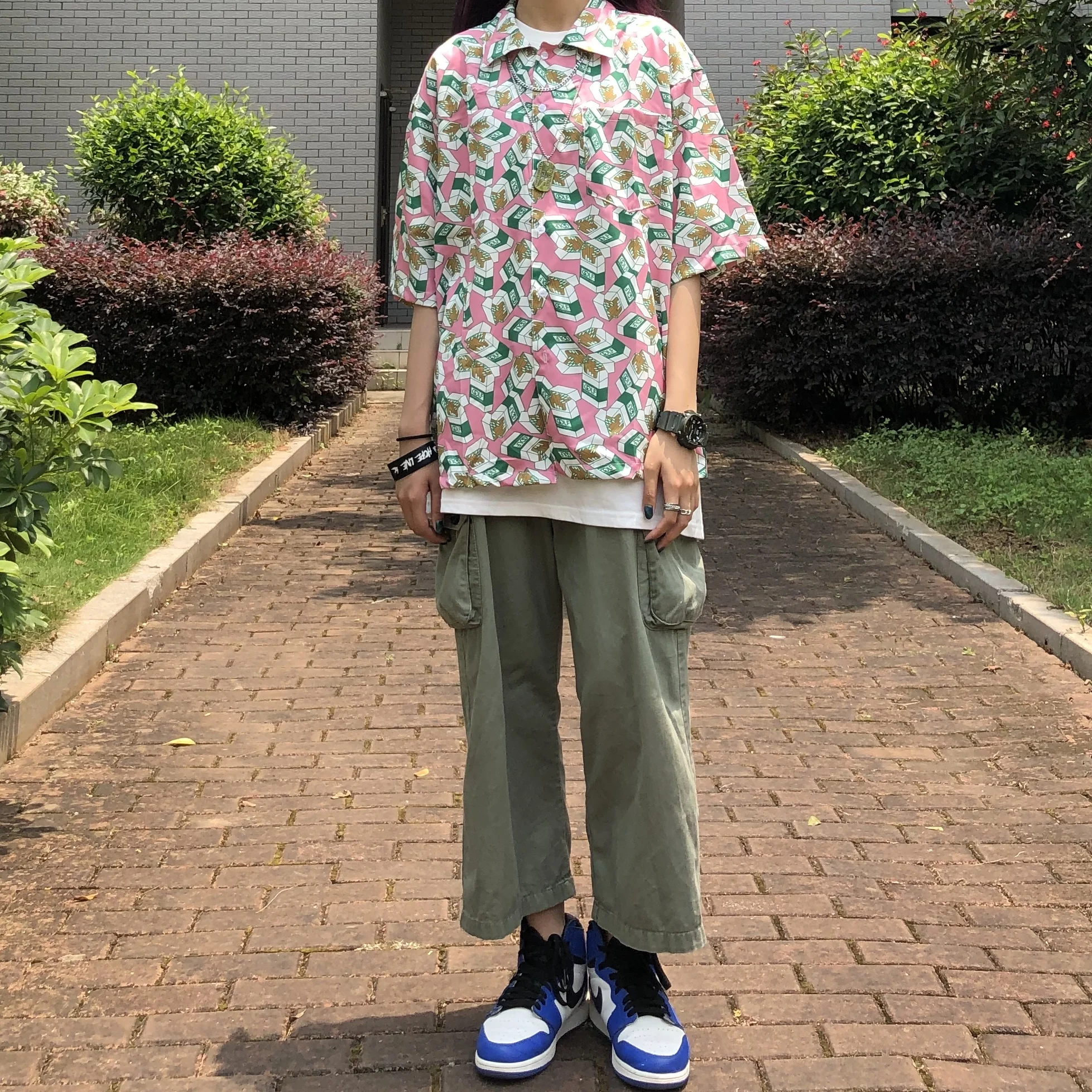 

golf New Flame Men Le Fleur Tyler The Creator Cotton Casual Shirts Shirt tobacco vapor Pocket Short-sleeves Top M 2XL #AB35