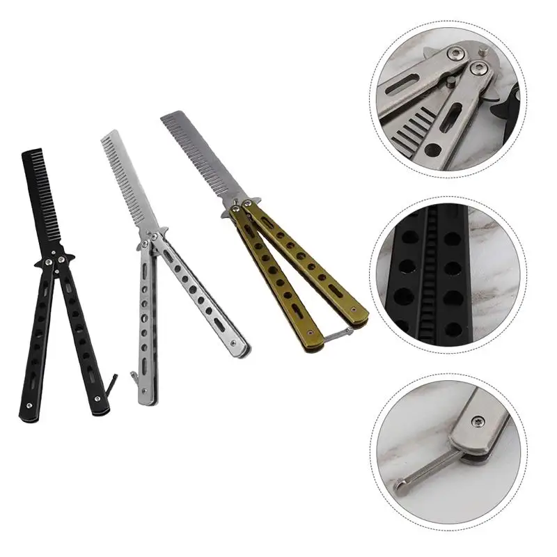3pcs Stainless Steel Butterfly Comb Folding Reliable Butterfly Comb Hairdressing Comb 
3pcs Stainless Steel Butterfly Comb Folding Reliable Butterfly Comb Hairdressing Comb