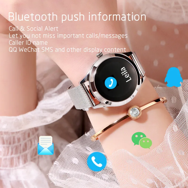 IP68 Waterproof Smart Watch Women Lovely Bracelet Heart Rate Monitor Sleep Smartwatch Connect IOS Android KW10 Band
IP68 Waterproof Smart Watch Women Lovely Bracelet Heart Rate Monitor Sleep Smartwatch Connect IOS Android KW10 Band