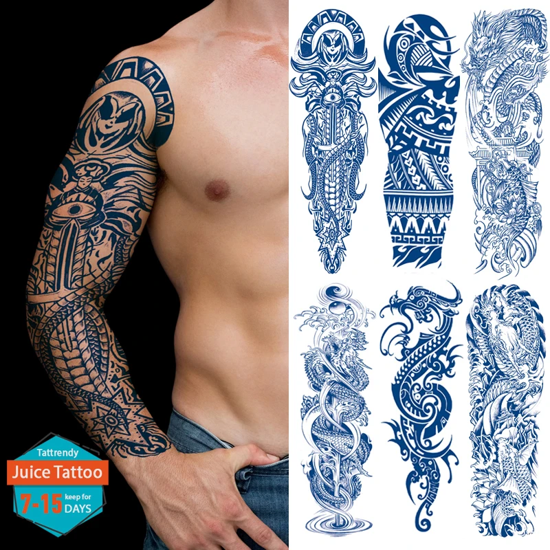 Juice Lasting DIY Tribal Totem Full Arm Temporary Tattoo Sleeve For Men Women Adult Maori Skull Tattoos Sticker Fake Tatoos Body
Juice Lasting DIY Tribal Totem Full Arm Temporary Tattoo Sleeve For Men Women Adult Maori Skull Tattoos Sticker Fake Tatoos Body