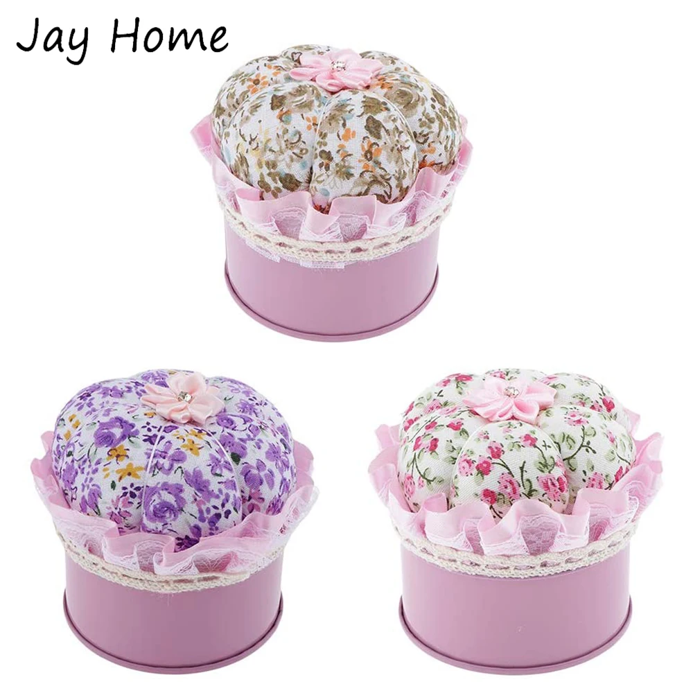 

Floral Pumpkin Pin Cushion Wrist Pin Cushions with Storage Case Needle Pincushions for Sewing Quilting Needle Pins Holder