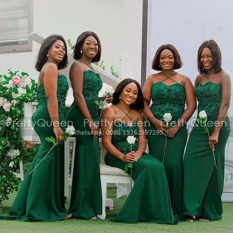 

Женское длинное платье с юбкой-годе, зеленое платье подружки невесты с аппликацией, с перекрещивающимися лямками на шее, платье для гостей с...