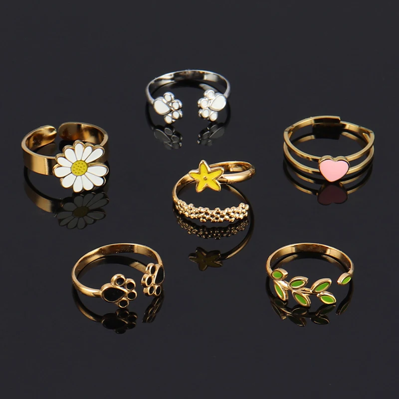 Fashion Stainless Steel Rings Open Rings For Women Enamel Ring Heart Rings Colour Ring Geometry Leaf Flower Star Jewelry Gift
Fashion Stainless Steel Rings Open Rings For Women Enamel Ring Heart Rings Colour Ring Geometry Leaf Flower Star Jewelry Gift