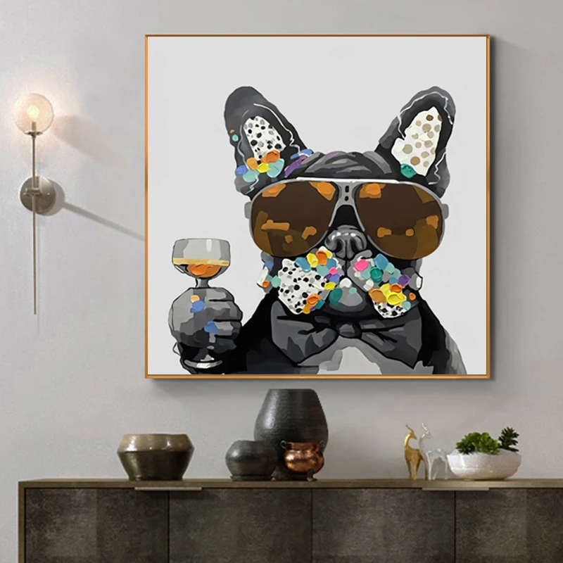 Modern Abstract Animal A Bulldog Drinking Oil on Canvas Painting Posters and Prints Wall Art Picture Cuadros for Kids Room
Modern Abstract Animal A Bulldog Drinking Oil on Canvas Painting Posters and Prints Wall Art Picture Cuadros for Kids Room