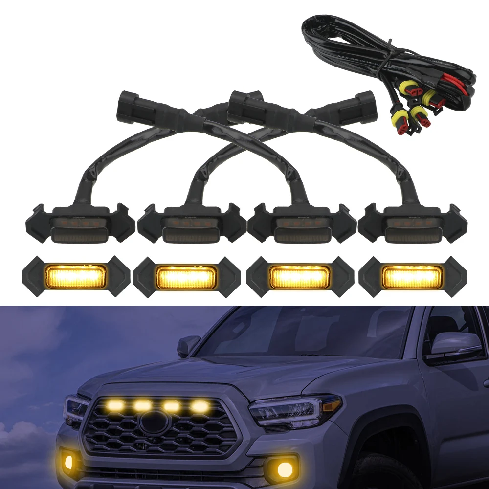 With Wiring Harness Kit Front Grille Lighting Kit Car LED Grille Amber Lights 4Pcs/Set 12V For 2016-2020 Toyota Tacoma
With Wiring Harness Kit Front Grille Lighting Kit Car LED Grille Amber Lights 4Pcs/Set 12V For 2016-2020 Toyota Tacoma