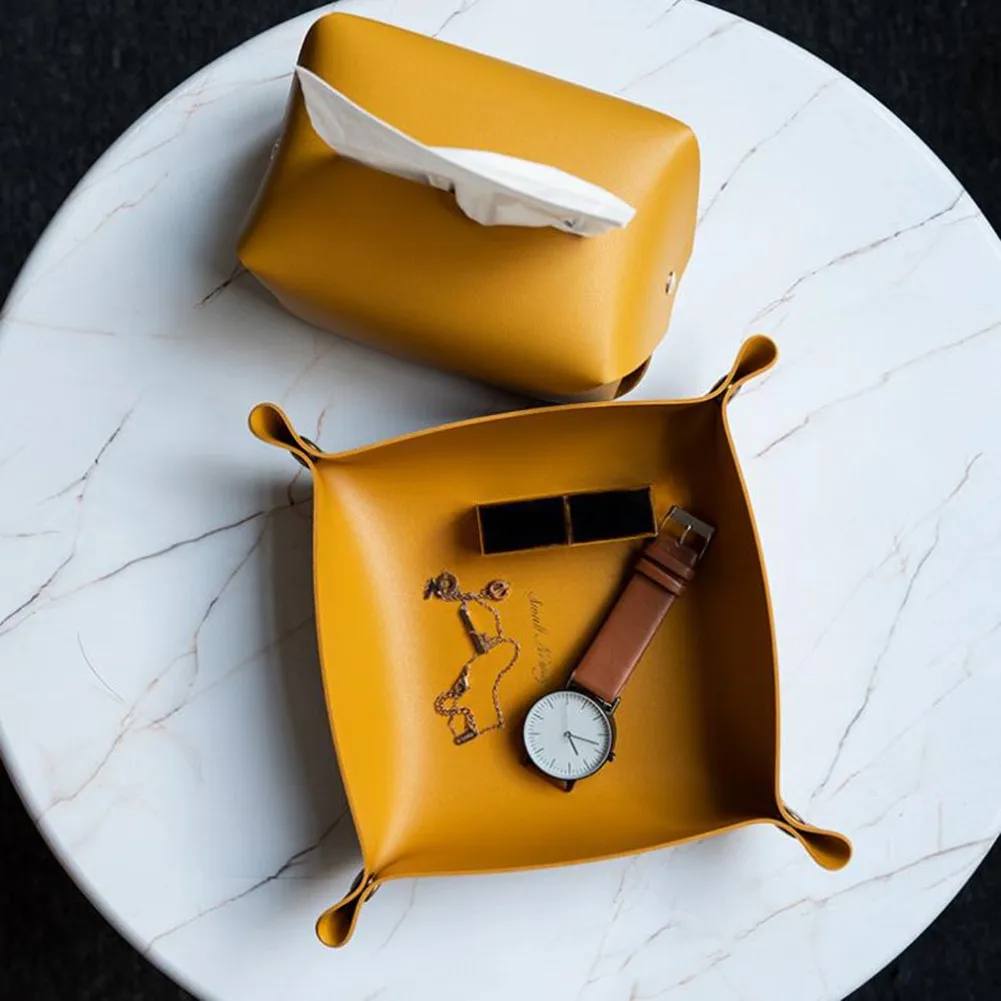 Desktop Storage Tray Leather Key Plate Dice Tray Folding Tray Collapsible Phone Wallet Desktop Storage Sundries Box Trays Decor
Desktop Storage Tray Leather Key Plate Dice Tray Folding Tray Collapsible Phone Wallet Desktop Storage Sundries Box Trays Decor