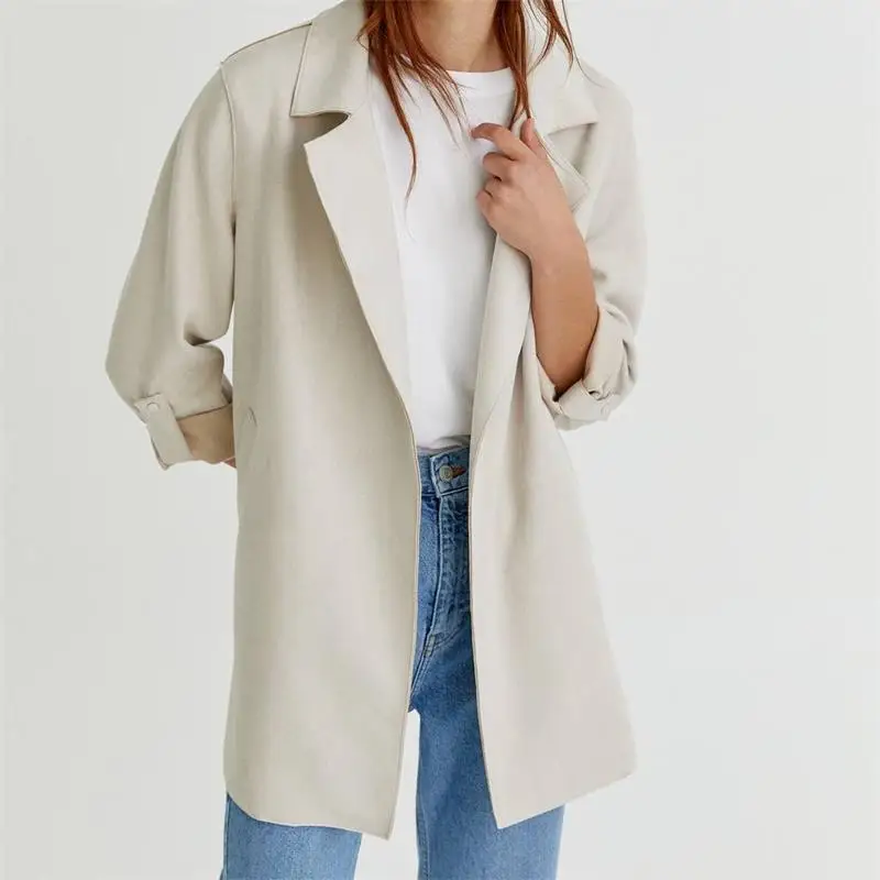 ZXQJ Women 2021 Fashion Faux Suede Trench Coat Vintage Long Sleeve Side Pockets Female Outerwear Chic Overcoat
ZXQJ Women 2021 Fashion Faux Suede Trench Coat Vintage Long Sleeve Side Pockets Female Outerwear Chic Overcoat