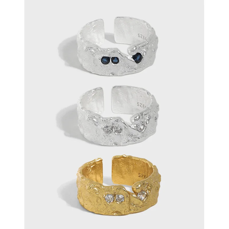 Korean INS niche design irregular micro-inlaid zircon texture S925 sterling silver open ring female
Korean INS niche design irregular micro-inlaid zircon texture S925 sterling silver open ring female