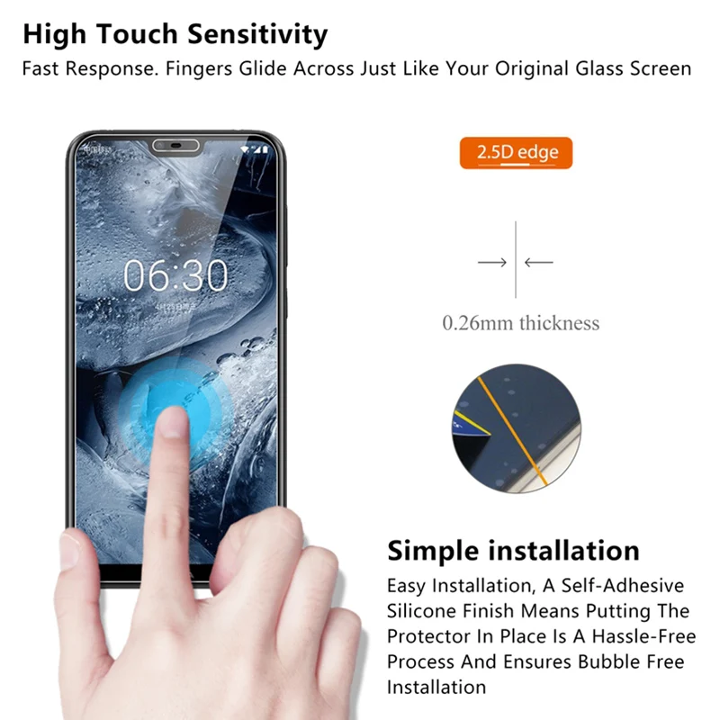 Закаленное стекло экрана для Nokia 3 1 5 6 Plus 2018 закаленное 2 прозрачное твердое