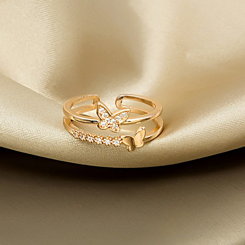 Micro Temperament Open Double-layer Diamond Inlaid Butterfly Women's Net Red Korean Ins Index Finger Ring 
Micro Temperament Open Double-layer Diamond Inlaid Butterfly Women's Net Red Korean Ins Index Finger Ring