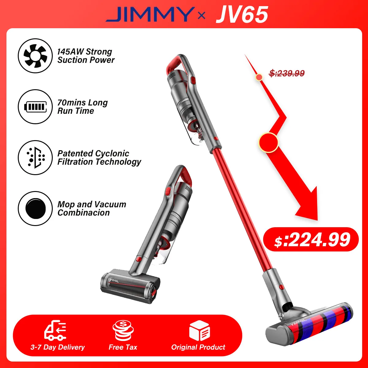 Ручной пылесос JIMMY JV65 22000pa, беспроводные пылесосы, домашние Пылесосы с защитой от намотки, волосами, цифровой двигатель для сбора пыли
Ручной пылесос JIMMY JV65 22000pa, беспроводные пылесосы, домашние Пылесосы с защитой от намотки, волосами, цифровой двигатель для сбора пыли