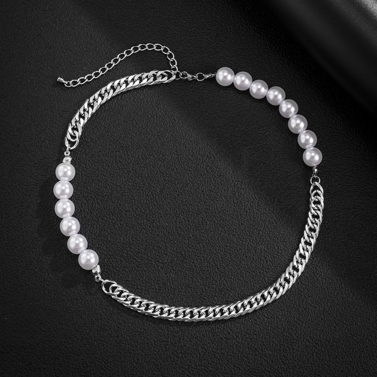 

KunJoe Simple Punk Pearl Chain Choker Necklace For Women Asymmetric Clavicle Chain Short Necklace 2021 Trend Jewelry Wholesale