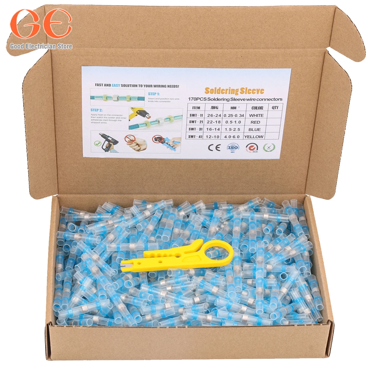 AWG16 -14 100/300/500PCS Heat Shrink Soldering Sleeve Insulated Waterproof Electrical Butt Splice Wire Connectors Terminals
AWG16 -14 100/300/500PCS Heat Shrink Soldering Sleeve Insulated Waterproof Electrical Butt Splice Wire Connectors Terminals