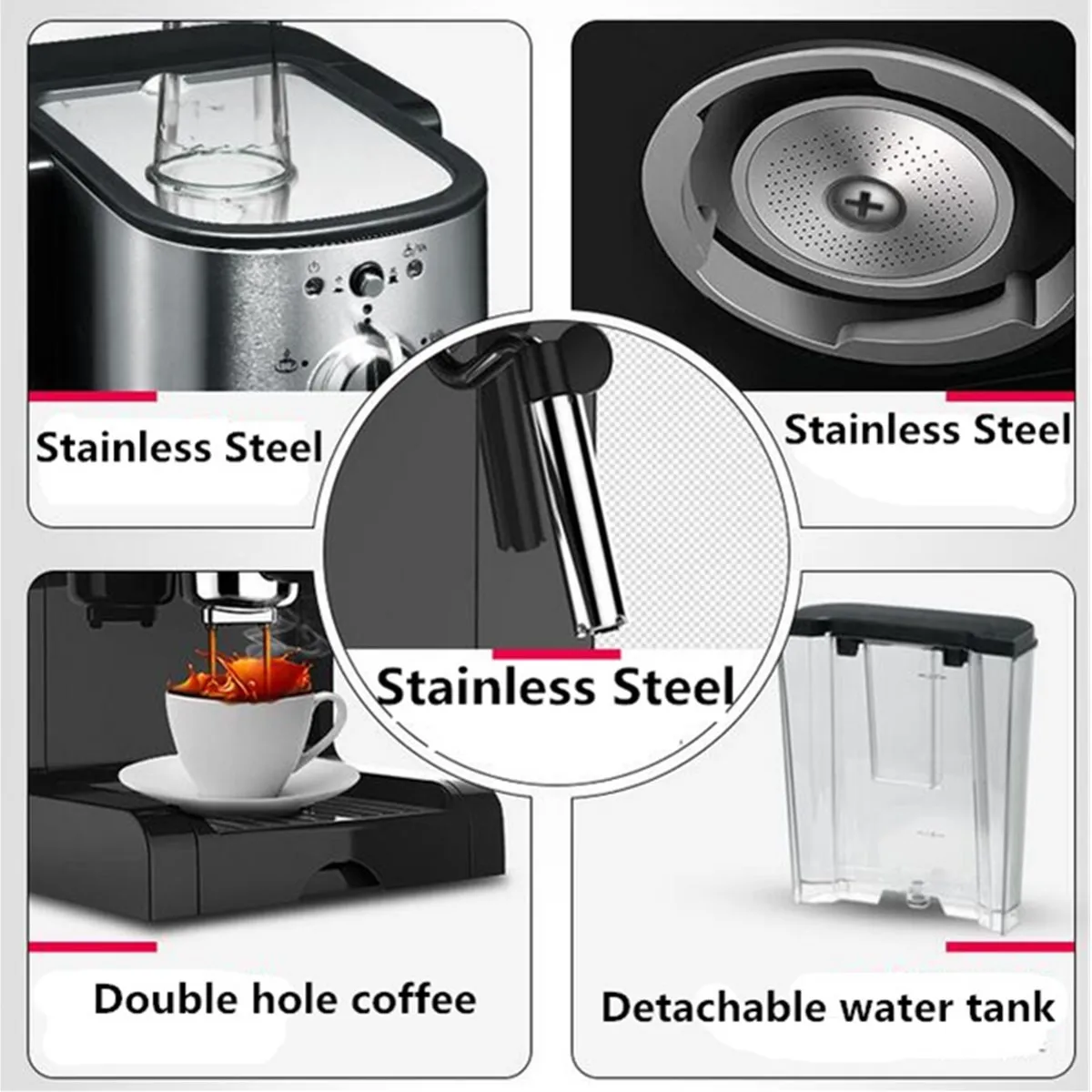 Semi Automatic Coffee Maker 3In1 Cafe Maker Machine Kitchen 1.5L Barista Espresso Machine Milk Steamer cafeteras electricas
Semi Automatic Coffee Maker 3In1 Cafe Maker Machine Kitchen 1.5L Barista Espresso Machine Milk Steamer cafeteras electricas