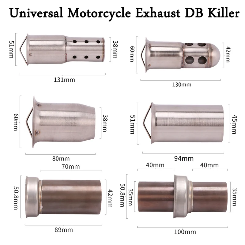 

51mm Universal Motorcycle Exhaust Catalyst DB Killer Reduce Noise High Torque At Low Muffler Speed Gas Purification Treatment